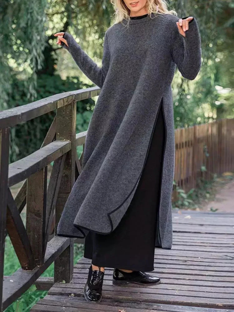 Sophie | Elegantes Maxi-Strickkleid mit Seitenschlitzen