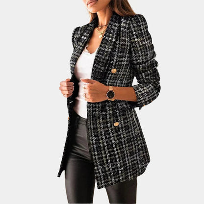 Damesblazer met Klassiek Ruitpatroon en Slanke Pasvorm