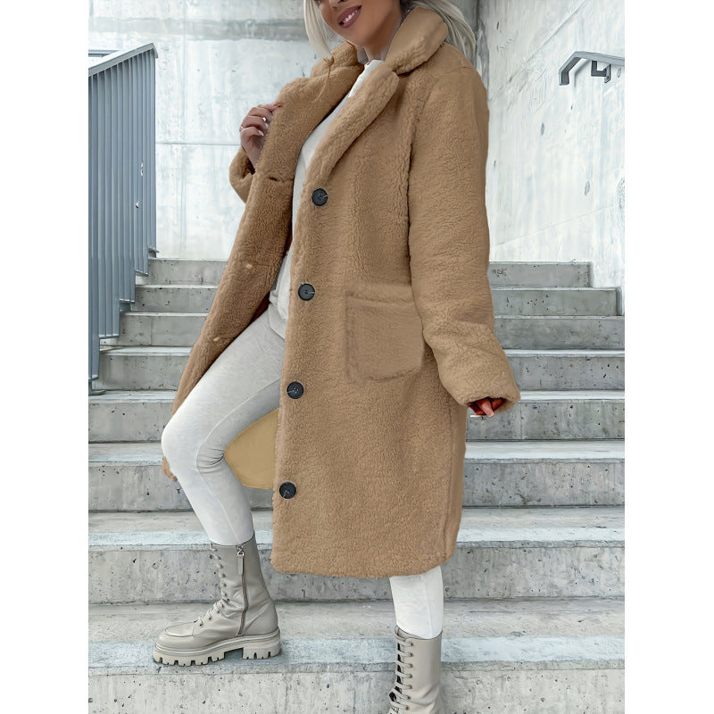 Veste femme pelucheuse a revers - Douce et chaude