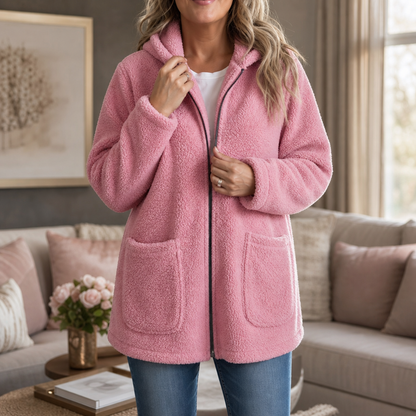 Mia | Flauschige Oversize-Sherpa-Jacke Mit Reißverschluss