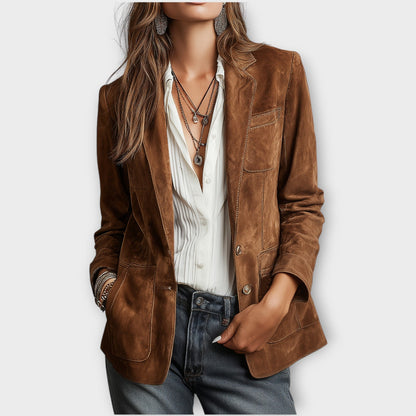 BLAZER VAN SUÈDE MET KNOPEN VOOR VROUWEN