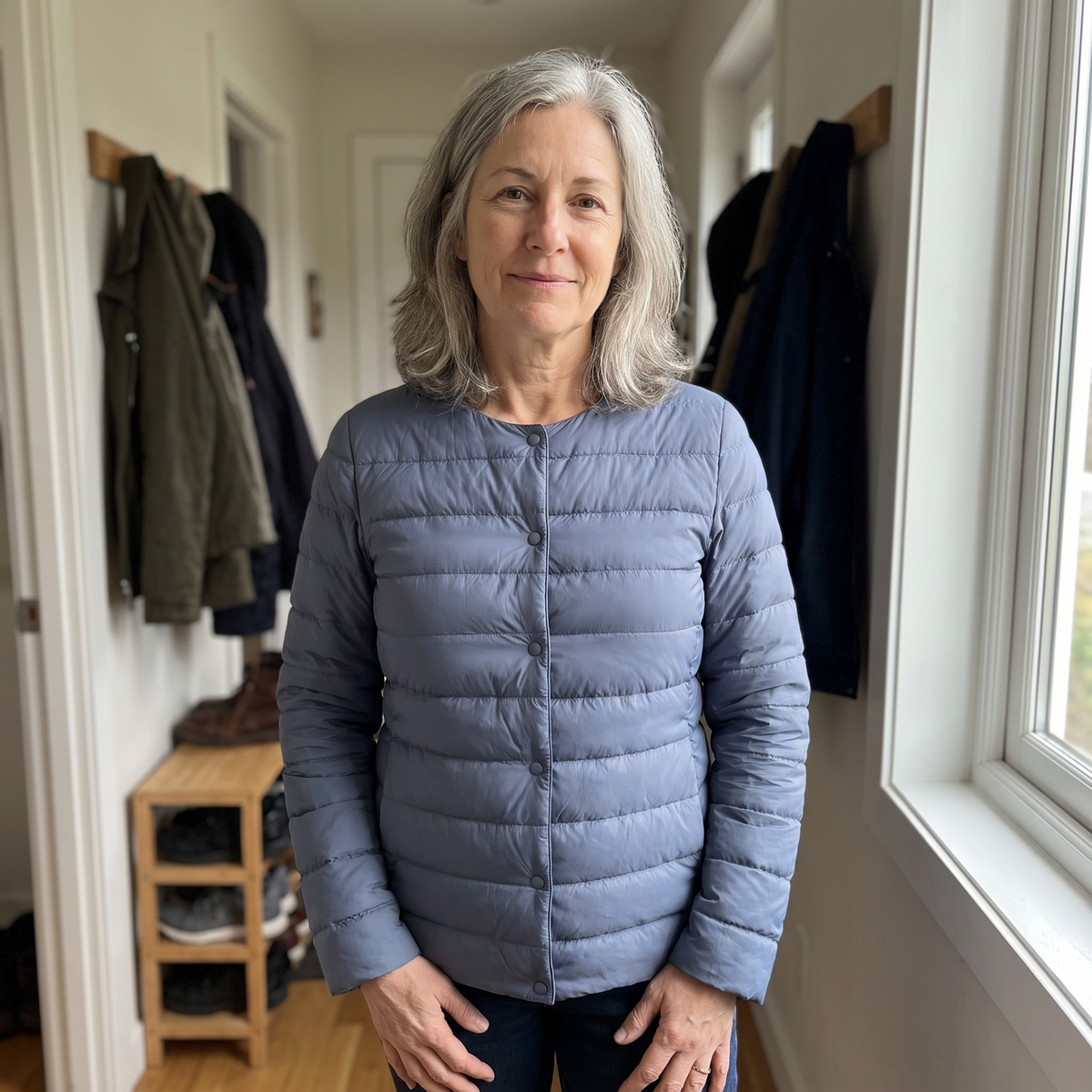 Adriana | Leichte Steppjacke mit Rundhalsausschnitt und Knopfleiste
