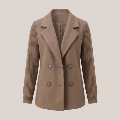 Elizabeth | Eleganter Damenblazer Mit Doppelter Knopfleiste Und Strickärmeln