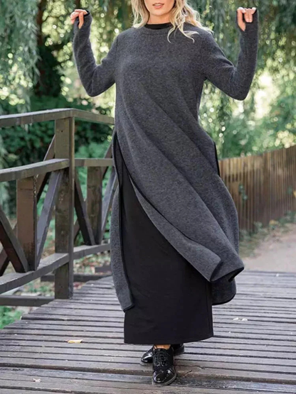Sophie | Elegantes Maxi-Strickkleid mit Seitenschlitzen