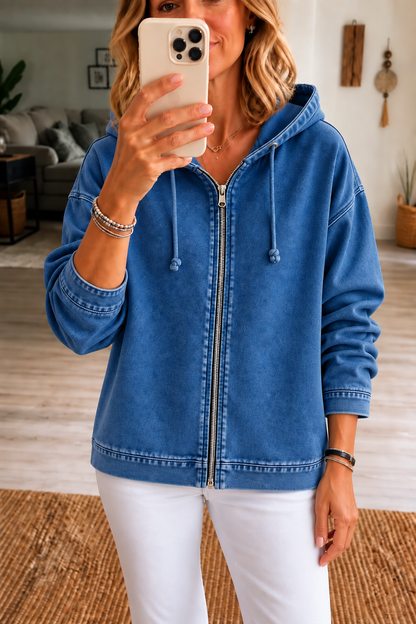 Jessica | Lässige Kapuzenjacke Mit Reißverschluss Und Gewaschenem Finish