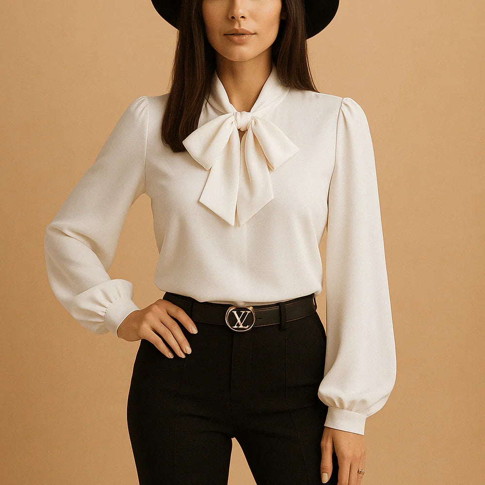 Elegante Blouse met Strikdetail bij de Hals – Chic & Comfortabel – Florine