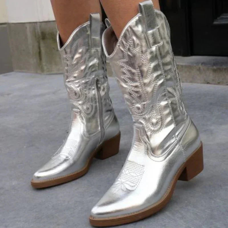 Lexia | Elegante Cowboylaarzen met Metallic Details