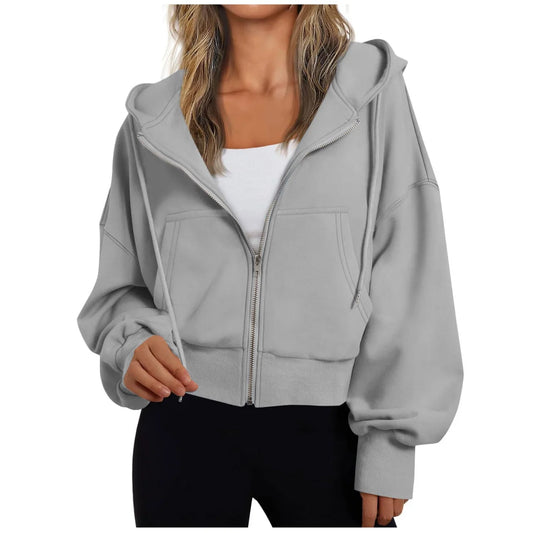 Dames Hoodie met Rits en Capuchon