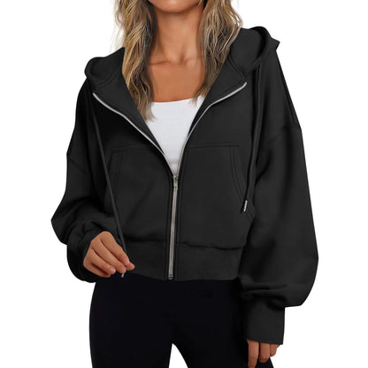 Dames Hoodie met Rits en Capuchon
